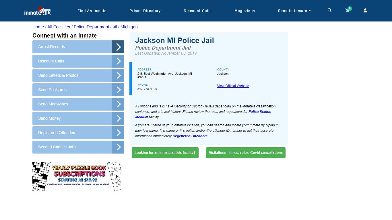 Jackson MI Police Jail & Inmate Search - Jackson, MI